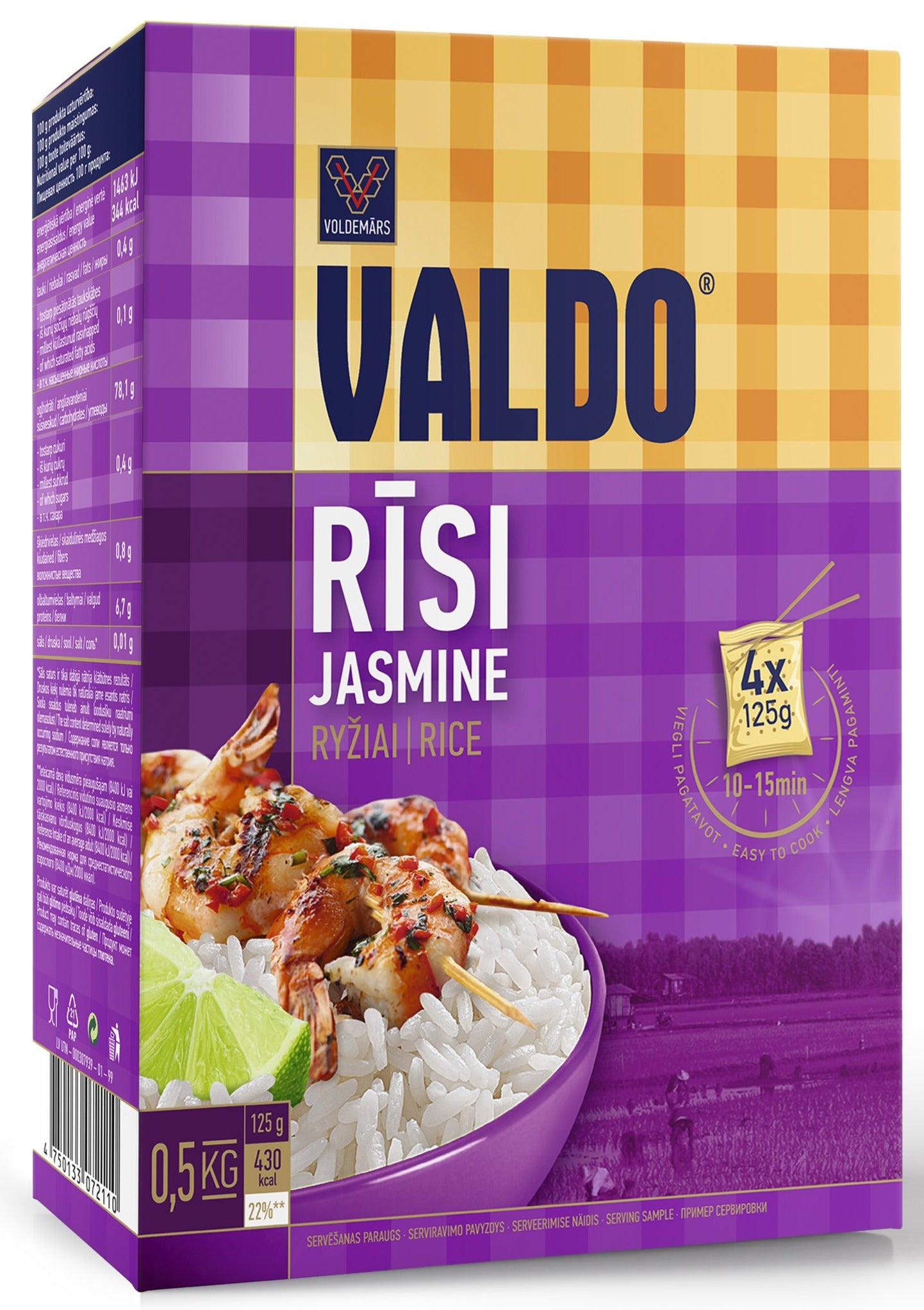 VALDO Jasmīnu rīsi 0.5kg (4x125g)