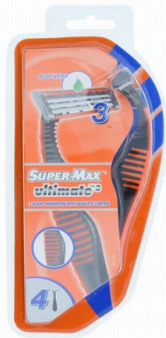SUPER-MAX Ultimate3 vīriešu vienreizējie skuvekļi 4 gab.