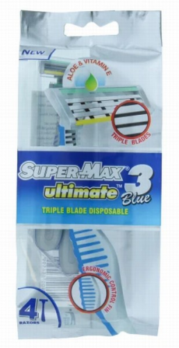 SUPER-MAX Ultimate3 Blue vīriešu vienreizējie skuvekļi 4 gab.