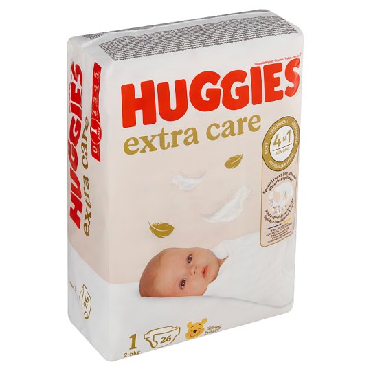 HUGGIES Extra Care 1 autiņbiksītes jaundzimušajiem 3-5kg 26 gab.