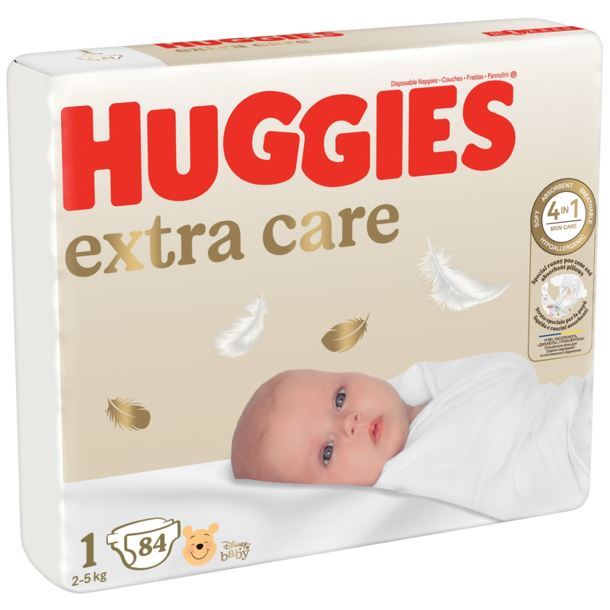 HUGGIES Extra care 1 autiņbiksītes jaundzimušajiem 3-5kg 84 gab.