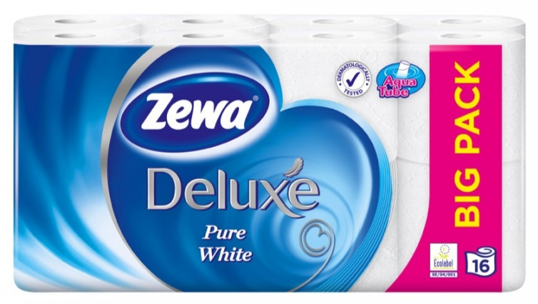 ZEWA Deluxe Pure White tualetes papīrs 3 slāņi, 16 ruļļi