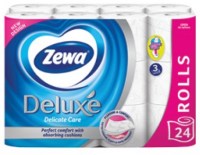 ZEWA Deluxe Pure White tualetes papīrs 3 slāņi, 24 ruļļi