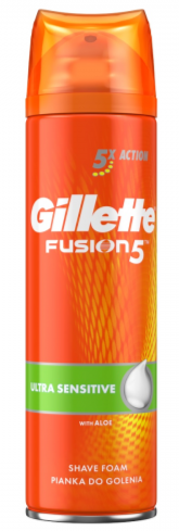 GILLETTE Fusion 5 Ultra Sensitive with Aloe skūšanās putas 250ml