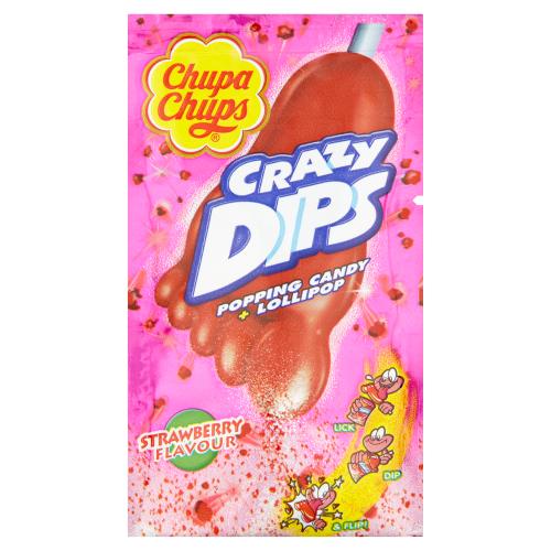 CHUPA CHUPS Crazy Dips konfekte ar zemeņu garšu 14g