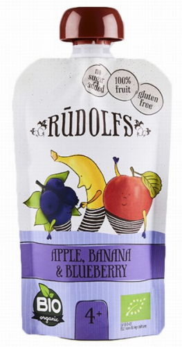 RŪDOLFS BIO ābolu banānu melleņu bērnu biezenis, no 4 mēnešiem 110g
