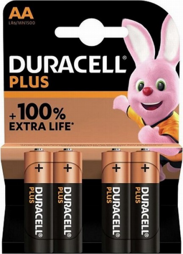 DURACELL Plus 100% Extra Life AA baterijas 4 gab.