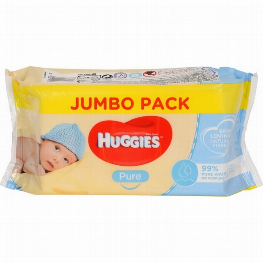 HUGGIES Pure Jumbo pack mitrās salvetes 72 gab.