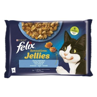 FELIX Sensations Jelly konservi kaķiem zivju izlase 4x85g