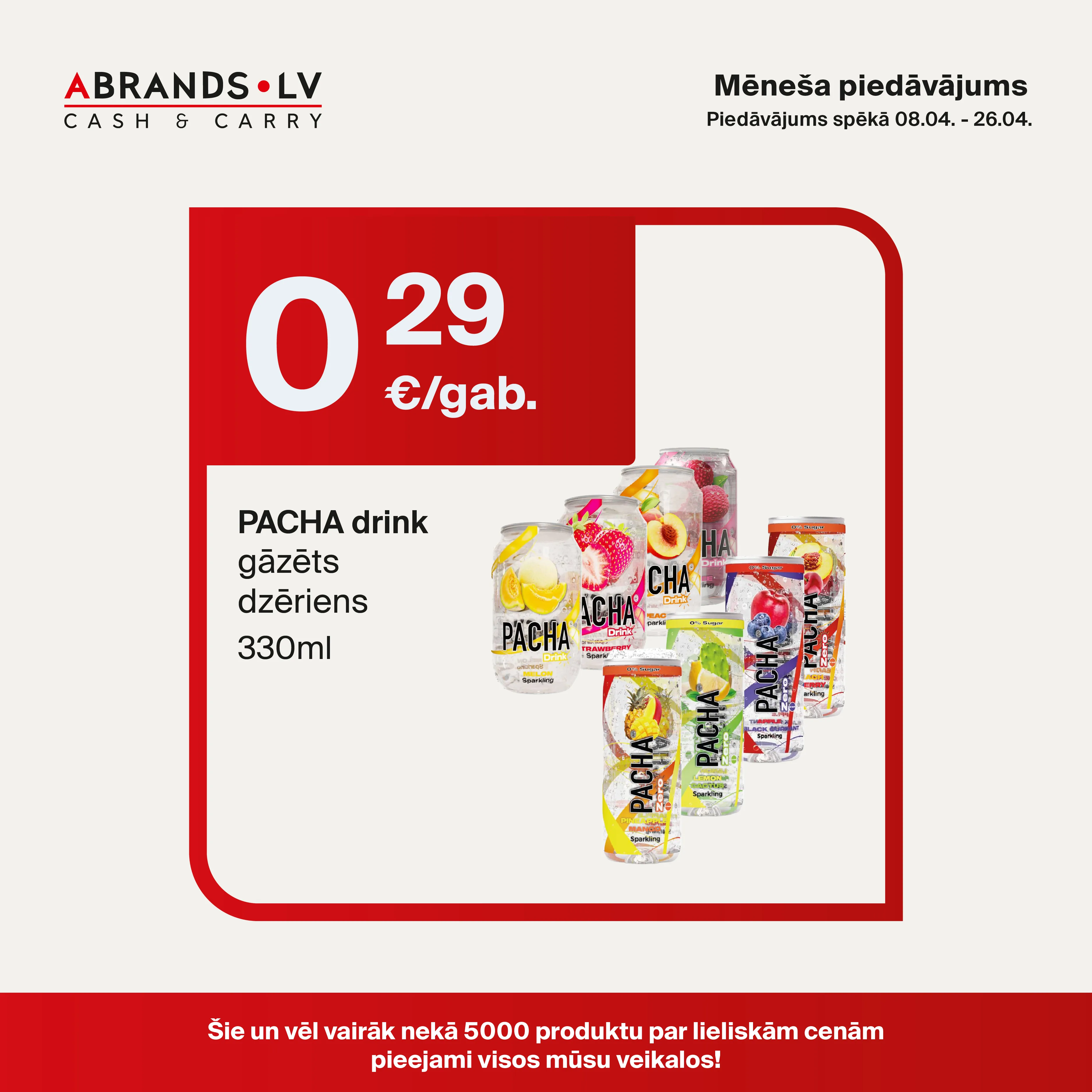 PACHA drink gāzēts dzēriens (330ml) - 0,29 €/gab.