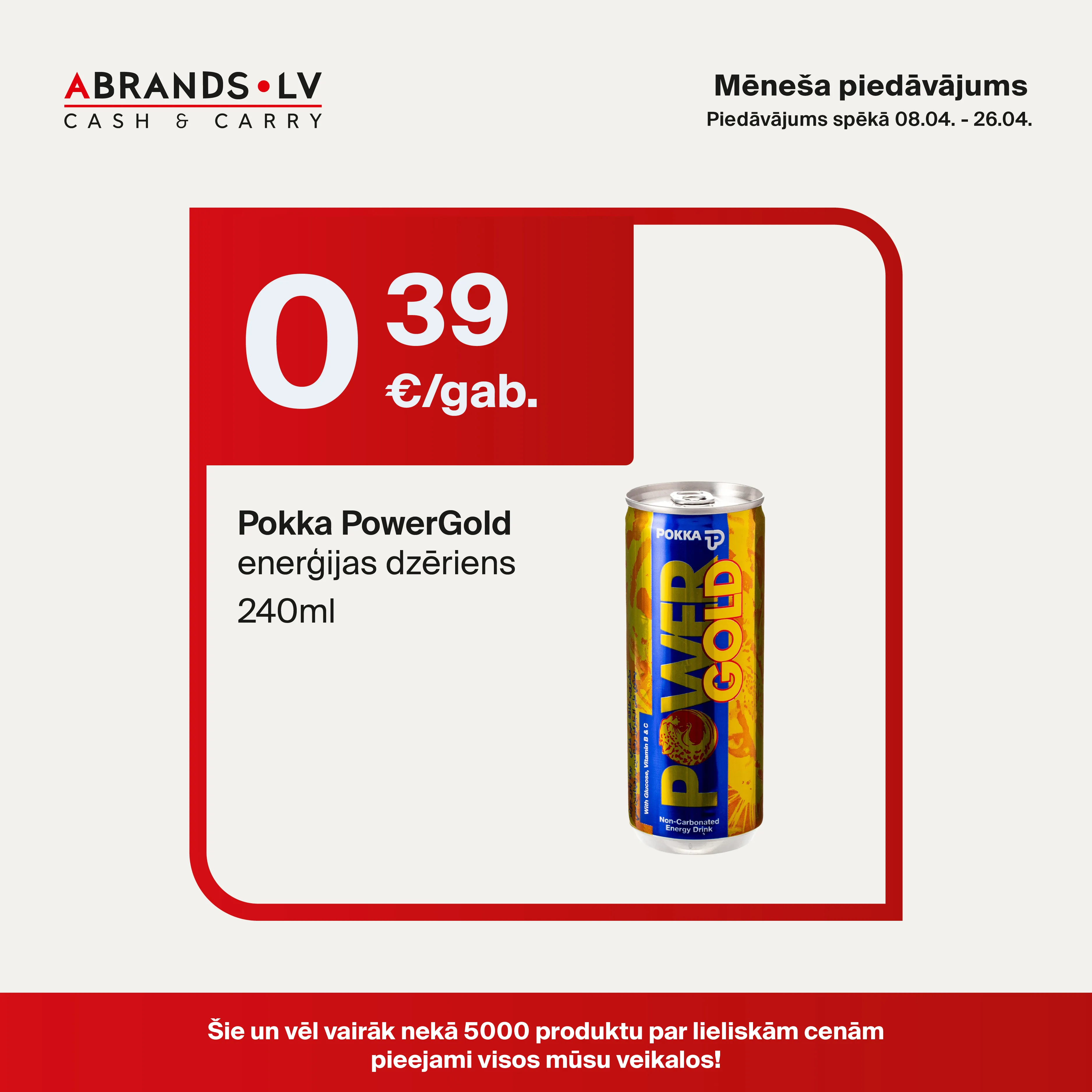 POKKA PowerGold enerģijas dzēriens (240ml) - 0,39 €/gab.