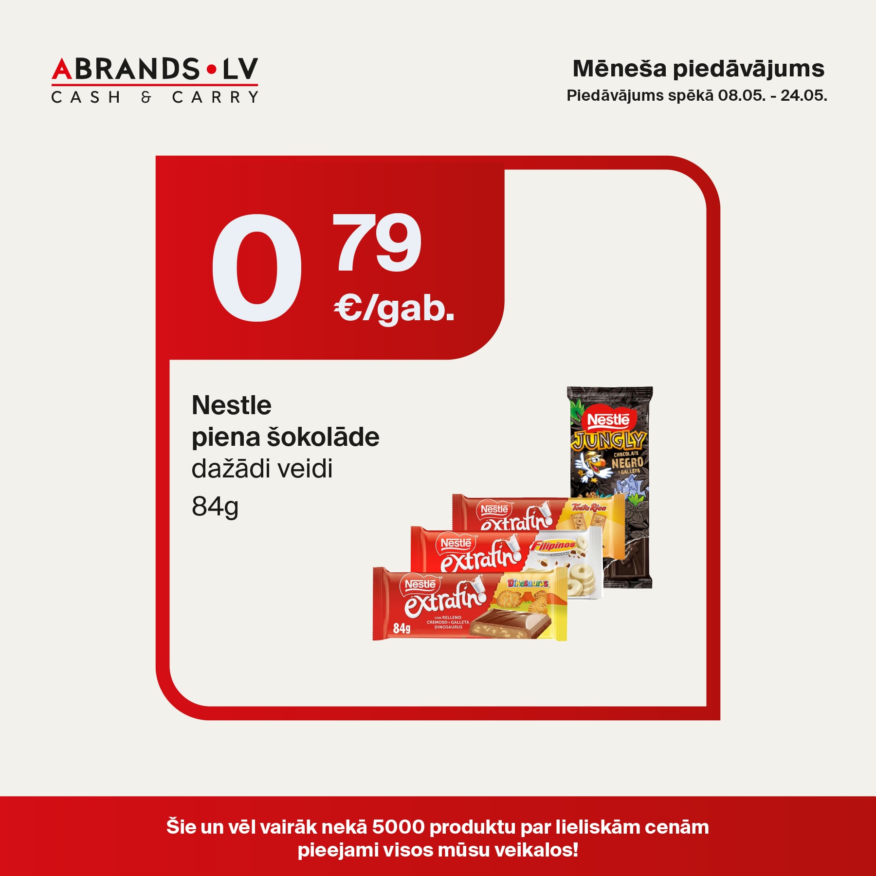 Nestle piena šokolāde (84g) - 0,79 €/gab.