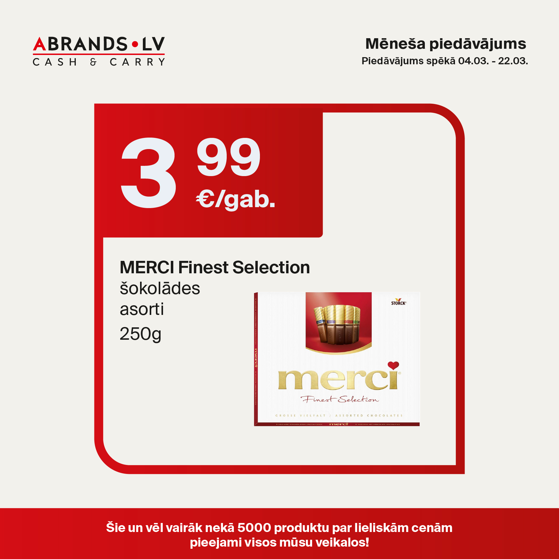 MERCI Finest Selection šokolādes asorti (250g) - 3,99 €/gab.