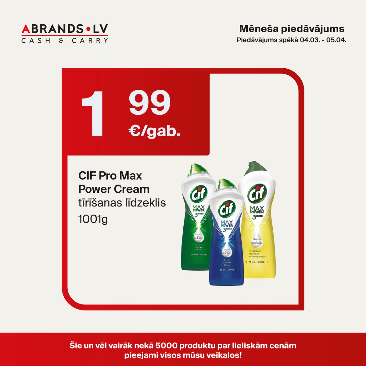 CIF Pro Max Power Cream tīrīšanas līdzeklis (1001g) - 1,99 €/gab.